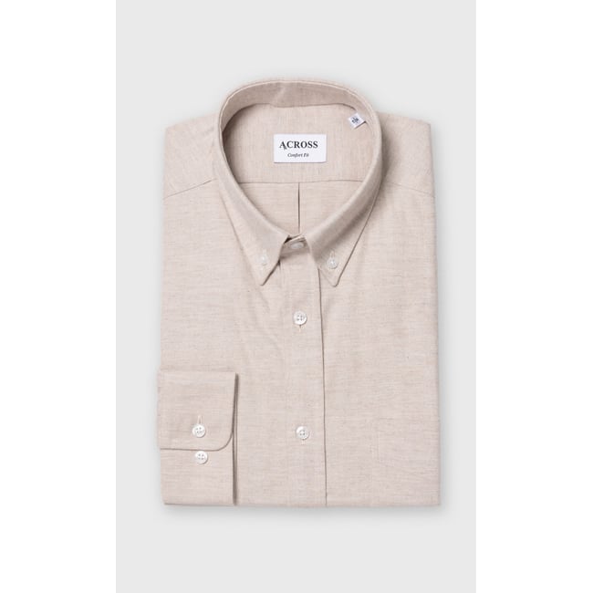 Chemise Confort fit en coton gratté beige <span itemprop=