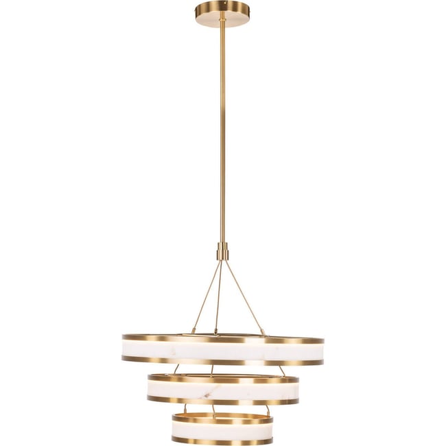 Suspension chic en fer à anneaux Couleur blanc et doré <span itemprop=