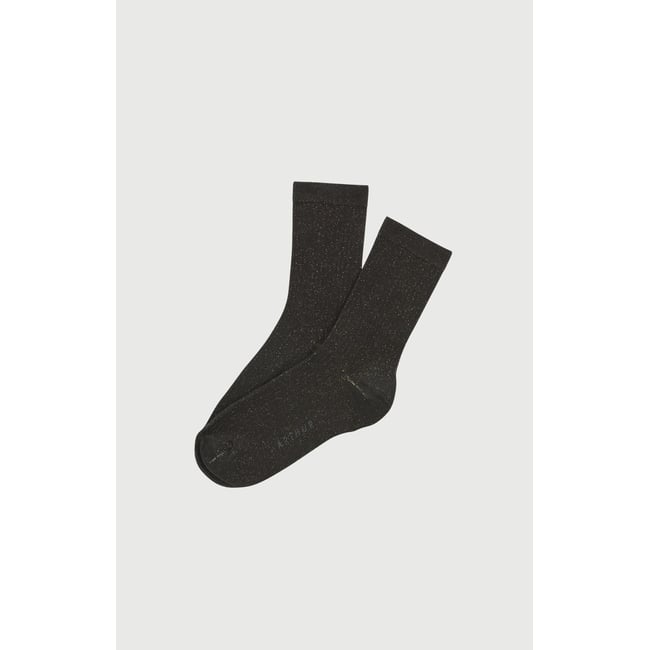 Chaussettes en coton et fil textile couleur unie Nova noir <span itemprop=