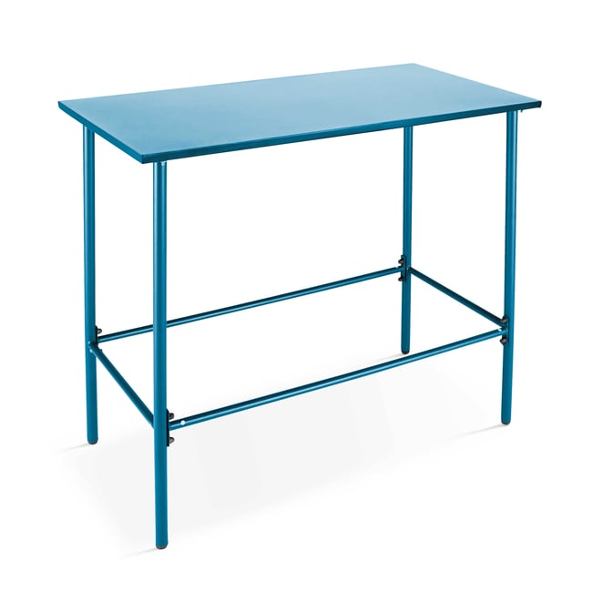 Table de jardin haute en acier, PALAVAS bleu pacific <span itemprop=