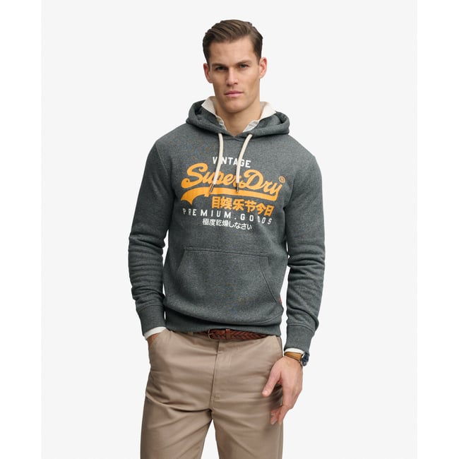Sweat à capuche Vintage Logo Duo gris asphalte poussière <span itemprop=