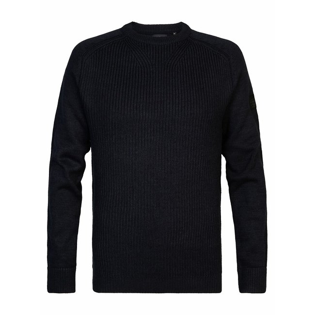 Crew Neck Jumper in Fine Knit, navy blue, PETROL INDUSTRIES