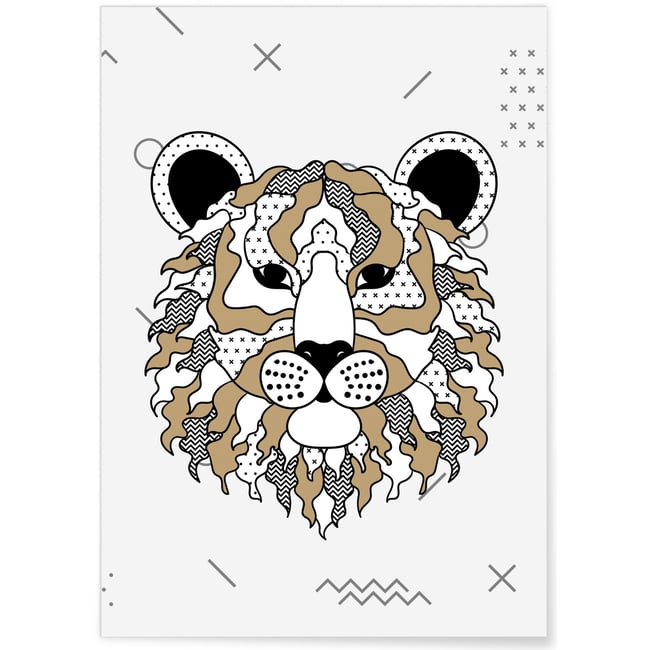 Affiche Tigre scandinave Couleur blanc <span itemprop=