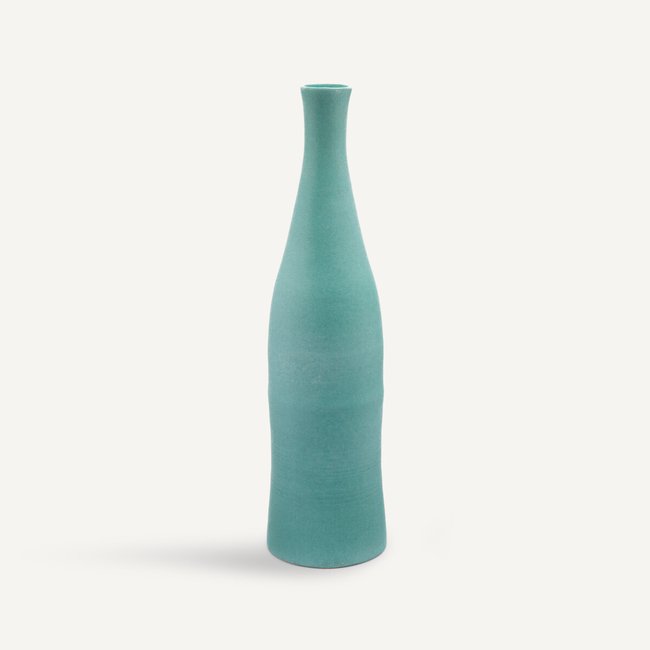 Jarrón de cerámica mate, Paint Bottle azul turquesa <span itemprop=