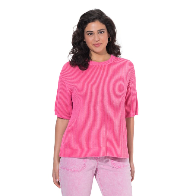 T-shirt en maille, motif à rayures flamant <span itemprop=