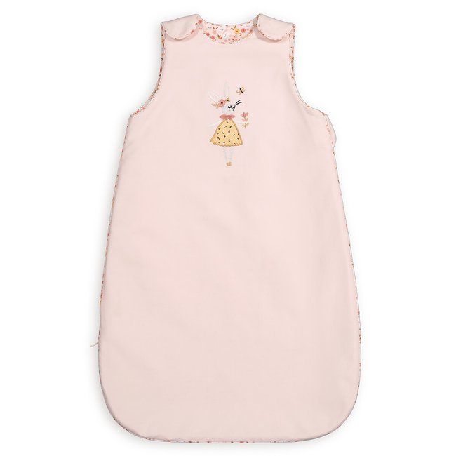 Gigoteuse été molleton, Lapin Fleuri imprimé rose <span itemprop=