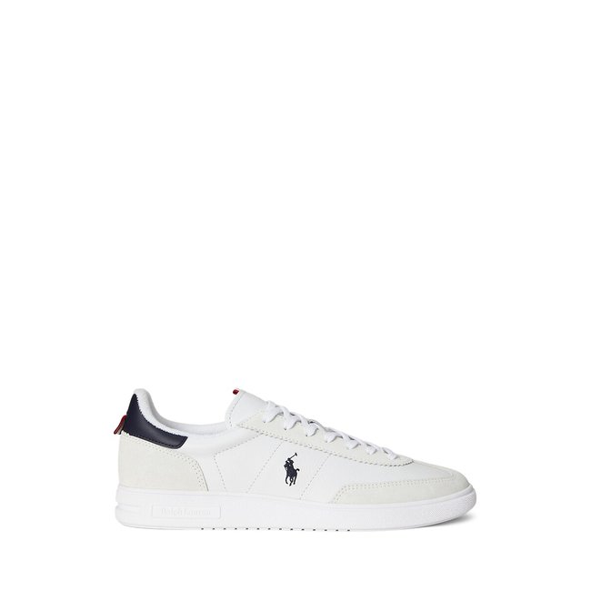 Baskets en cuir BEDFORD RIB blanc/rouge/bleu <span itemprop=