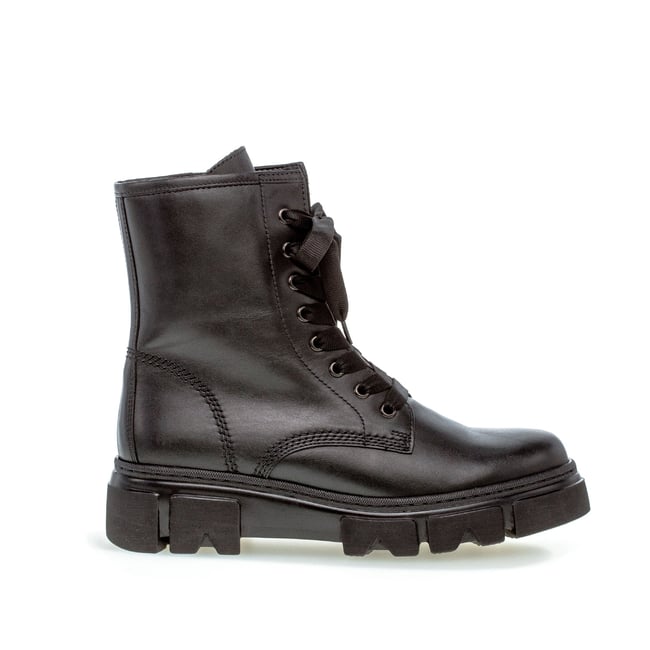 Bottines en cuir à talon décroché noir <span itemprop=