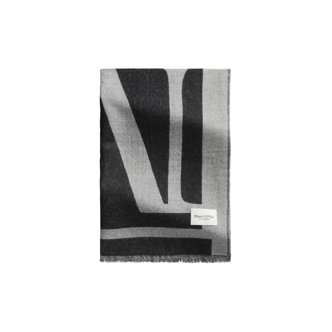 Écharpe jacquard en mélange de laine vierge et de viscose noir <span itemprop=
