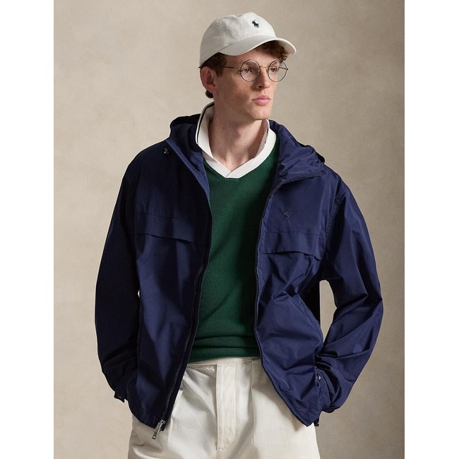 Blouson à capuche bleu marine <span itemprop=