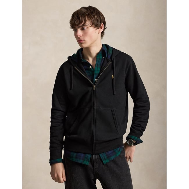 Sweat à capuche en maille double noir <span itemprop=