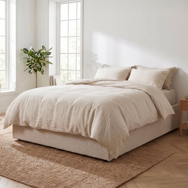 Lit coffre en sherpa Couleur beige <span itemprop=