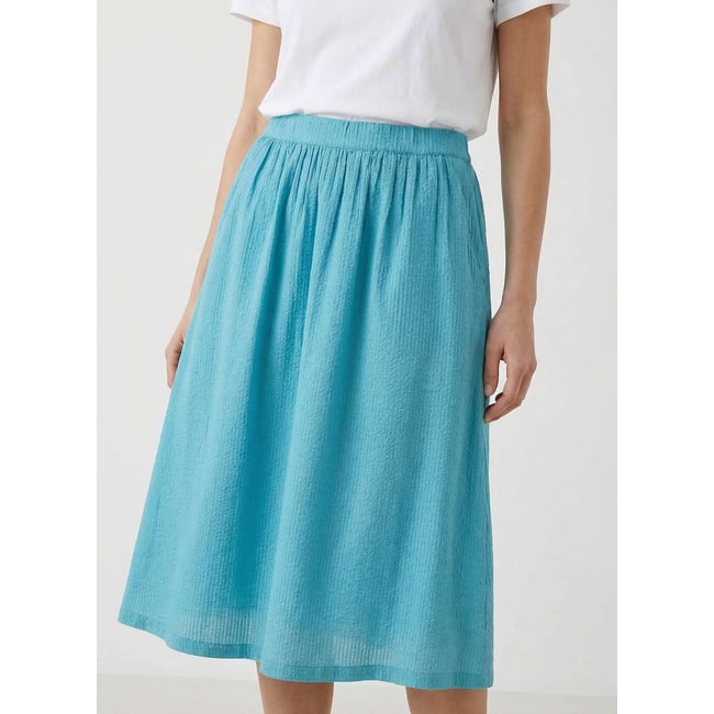 Jupe midi coton gaufré GAELA bleu turquoise gaela <span itemprop=