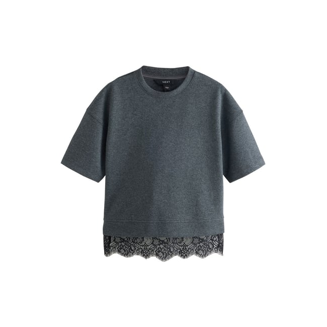 Haut confortable manches courtes et dentelle - NEXT