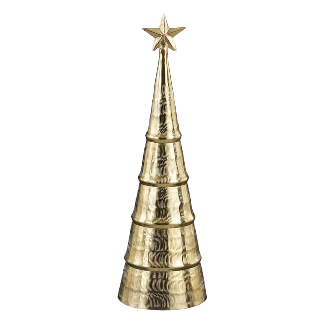 Sapin de Noël décoratif texturé H43 cm MIZZEL Couleur or <span itemprop=