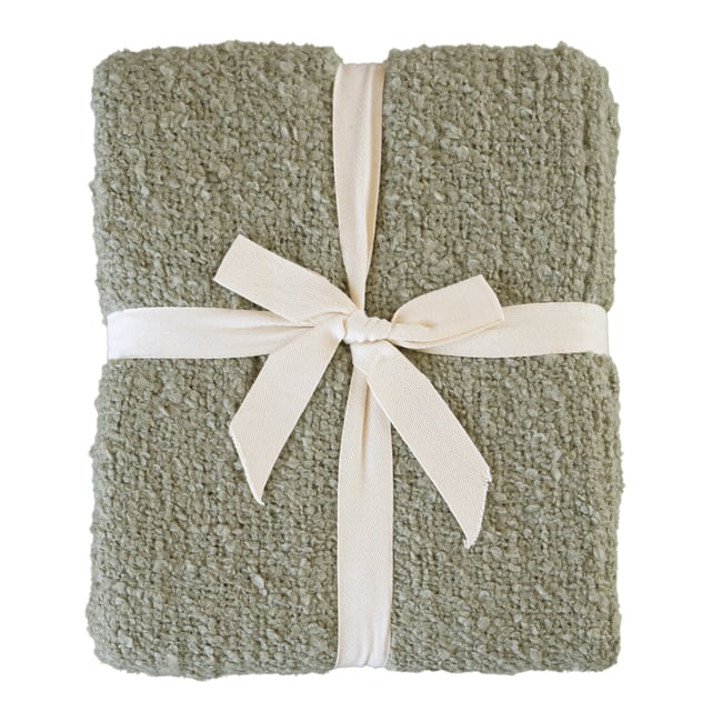 Plaid bouclette doux avec franges - QABANE - HOME MAISON