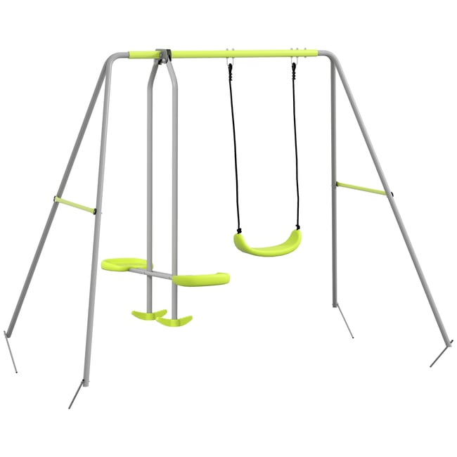 Balançoire pour enfants Métal Vert gris <span itemprop=