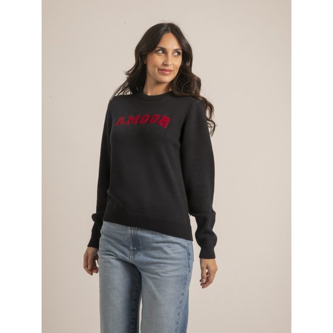 Pull Col Rond Pur Coton Message Kouri - DONA LISA