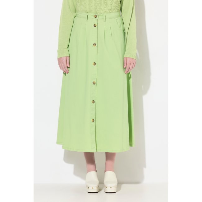 Jupe longue chino, coupe évasée vert citron <span itemprop=