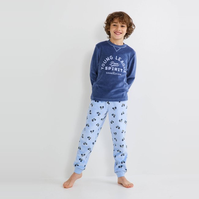Pyjama velours manches longues imprimé contient BIO heron <span itemprop=
