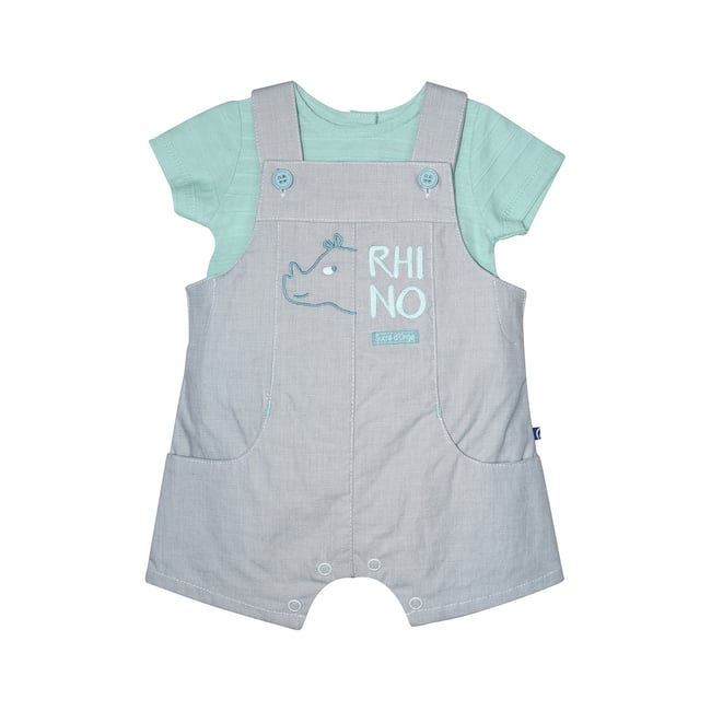 Ensemble court t-shirt et salopette ronaldo gris <span itemprop=