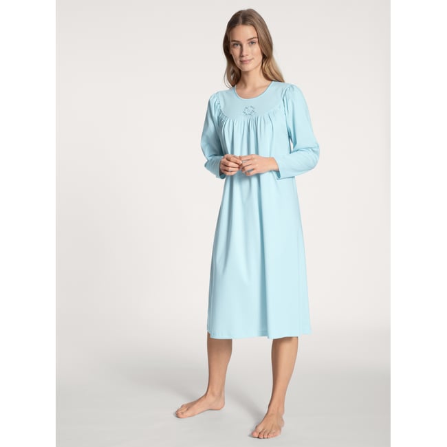 Chemise de nuit, longueur 110 cm manches longues Coton SOFT COTTON bleu clair <span itemprop=