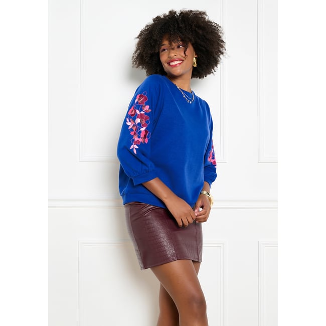 Sweat à fleurs brodées - LOLALIZA