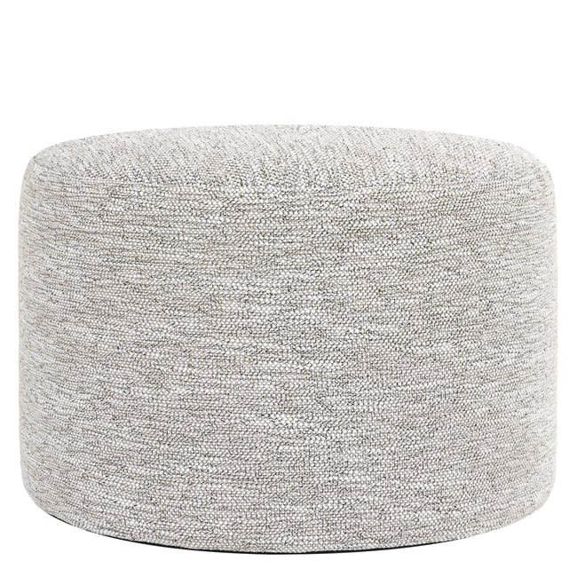 Pouf repose-pieds rond en tissu tissé Oeko-Tex® - MILANO Couleur naturel beige <span itemprop=