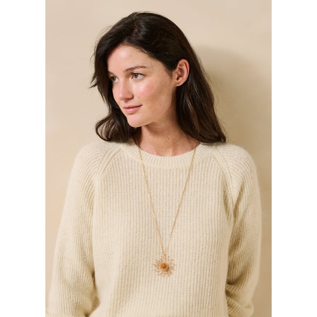 Collier sautoir pampille soleil light gold <span itemprop=