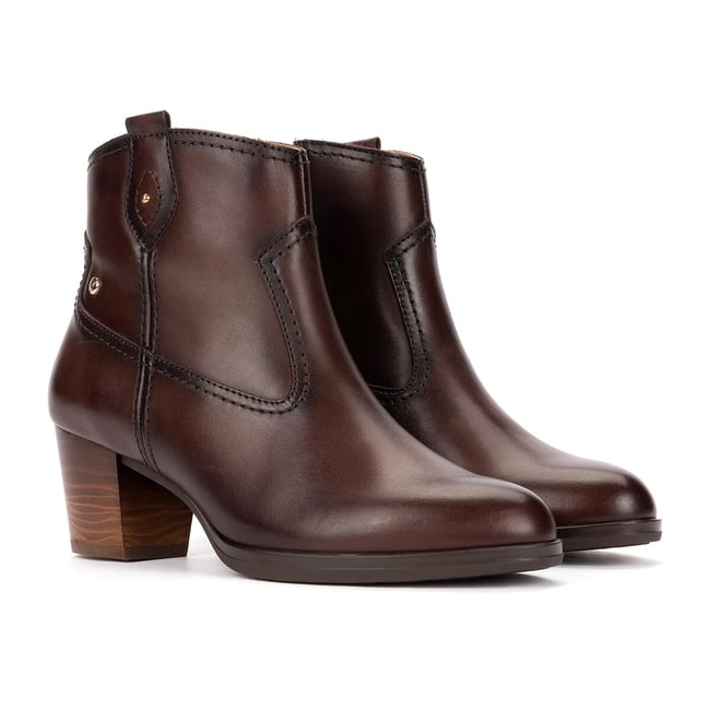 Lederstiefeletten mit Absatz, ZAMORA dunkelbraun <span itemprop=