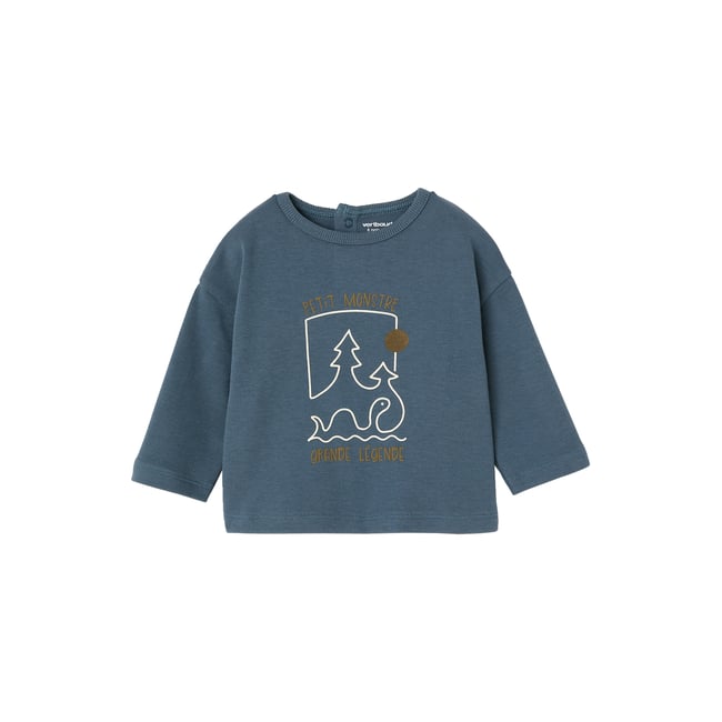 T-shirt manches longues bleu canard <span itemprop=