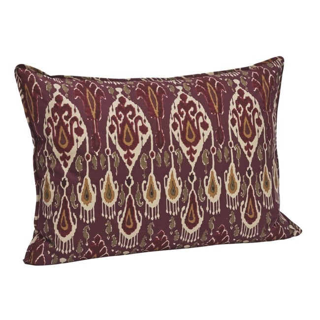 Housse de coussin coton imprimé bohème rouge bordeaux <span itemprop=