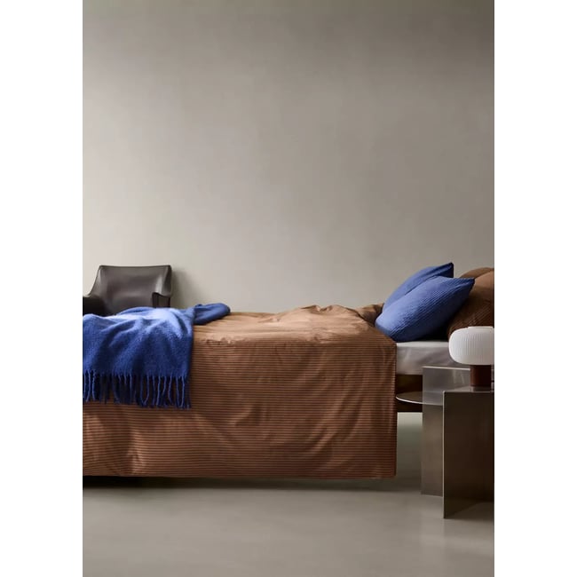 Housse de couette percale de coton rayures bicolores lit 150/160 cm - MANGO HOME