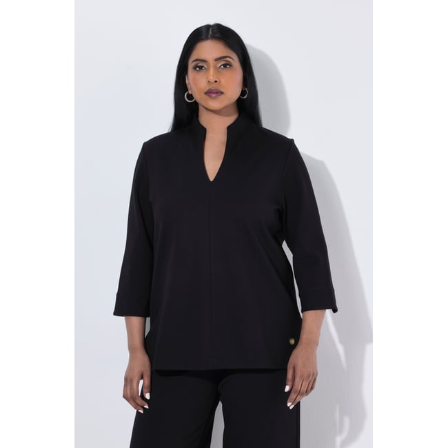 Sweat-shirt col calice et manches 3/4 noir <span itemprop=