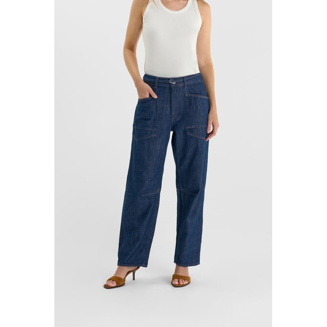 Jeans loose, large balloon , longueur 34 blue <span itemprop=