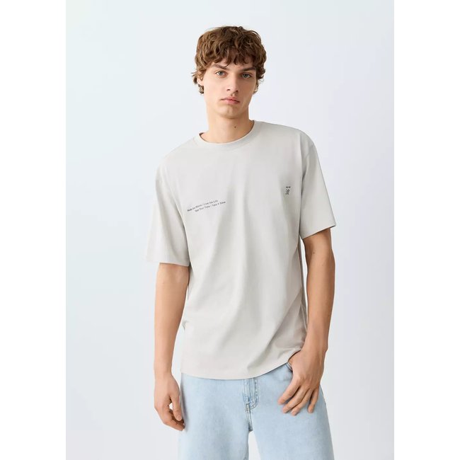 T-shirt en coton imprimé gris <span itemprop=