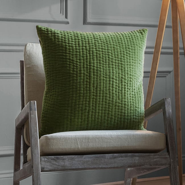 Haze Plain Square Cushion, green, VOYAGE MAISON