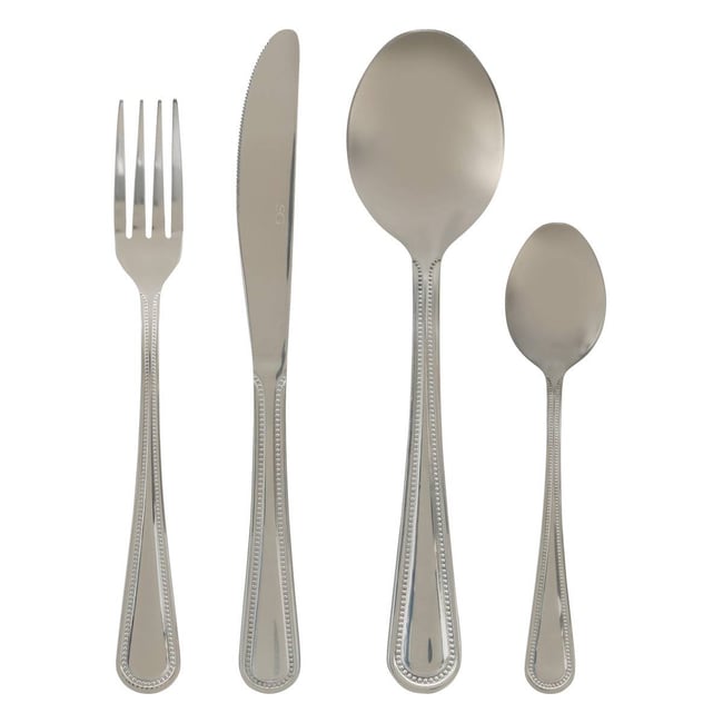 Ménagère 24 pièces en acier inoxydable PERLE Couleur argent <span itemprop=