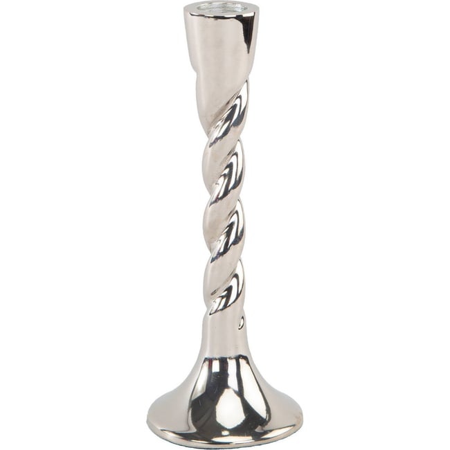Bougeoir torsadé en aluminium Couleur argenté <span itemprop=