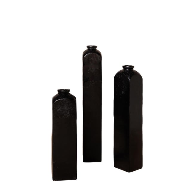 Lot de 3 vases en terracotta CANOA Couleur noir <span itemprop=
