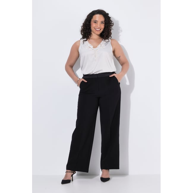 Pantalon de tailleur avec passepoils noir <span itemprop=