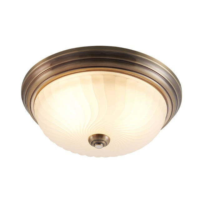 Plafonnier antique, Pakka Couleur laiton antique, blanc opale <span itemprop=
