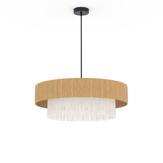 Suspension ronde en raphia 75 cm - SOLARA Couleur naturel <span itemprop=