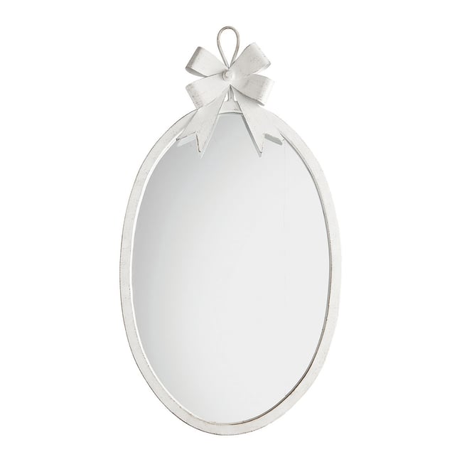 Miroir ovale grand modèle NŒUD Couleur blanc antique <span itemprop=