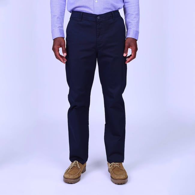 Chino coupe droite bleu marine <span itemprop=