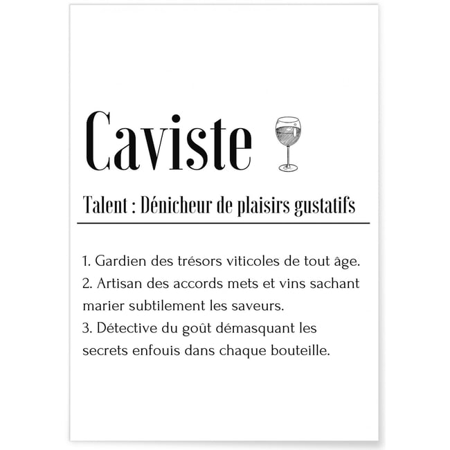 Affiche Définition Caviste Couleur blanc <span itemprop=