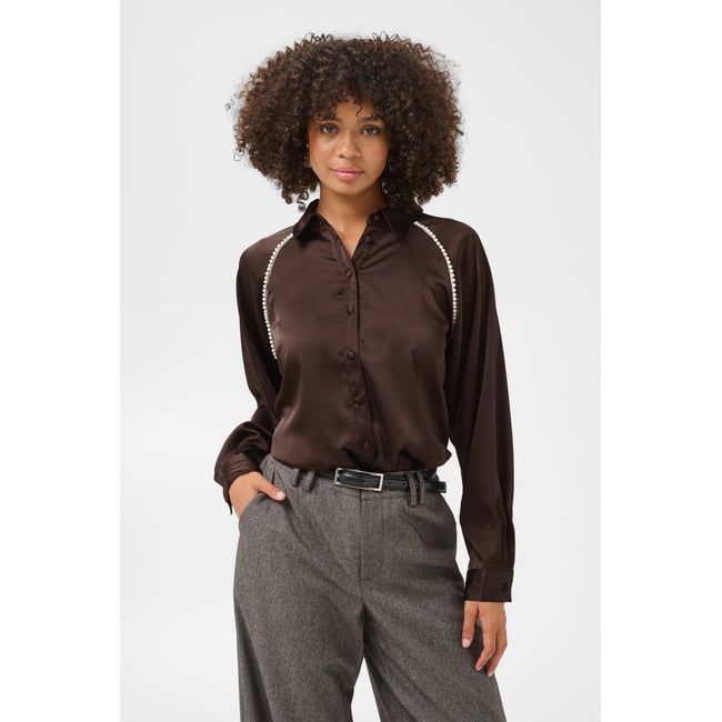 Chemise à manches longues marron coffee bean <span itemprop=