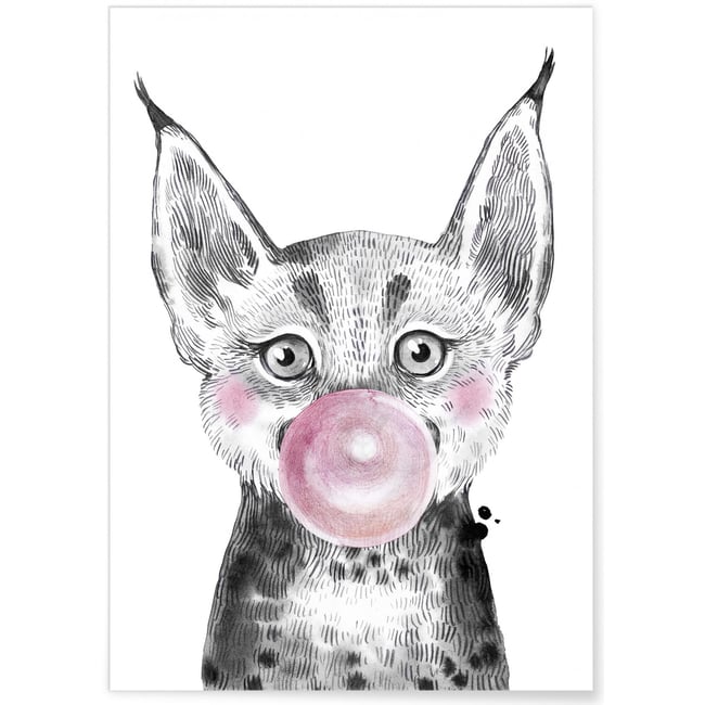 Affiche 'Bulle de Lynx Rose' Couleur blanc <span itemprop=