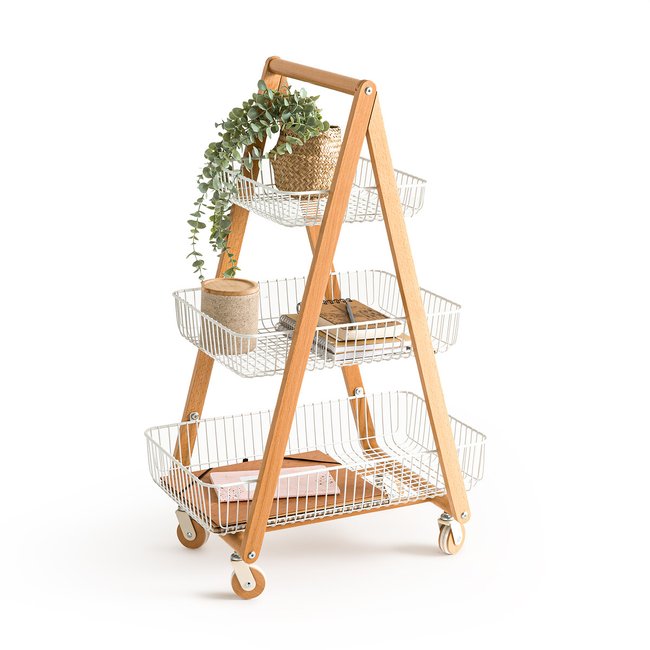 Ocana Three-Level Dessert Trolley white/wood SO'HOME