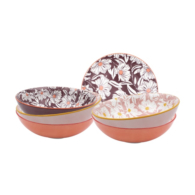 Lot de 6 assiettes creuses, OPHELIA Couleur rose <span itemprop=